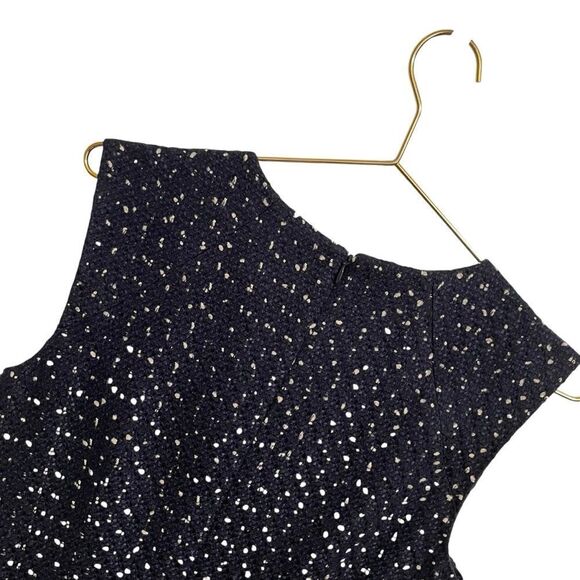 J. Crew A-line Dress in Spotted Tweed Blue White Cap Sleeves Size 6 NWT - Picture 6 of 9